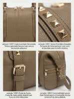 Bolsa De Ombro Baú Estruturada Com Rebites Minimalista Edgy Casual Chic Com Alça Extra - Imagem 5