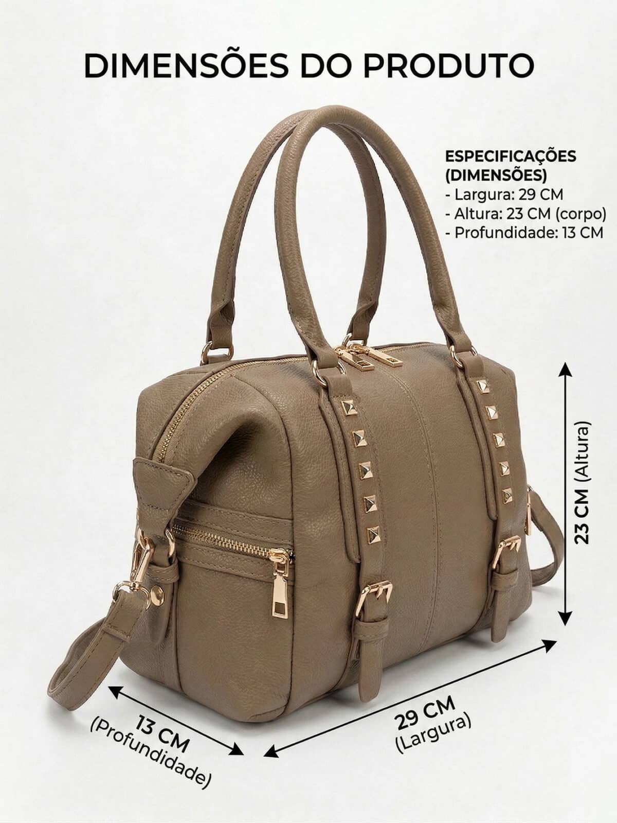 Bolsa De Ombro Baú Estruturada Com Rebites Minimalista Edgy Casual Chic Com Alça Extra - Imagem 6