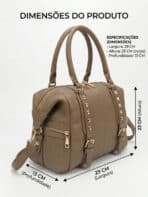 Bolsa De Ombro Baú Estruturada Com Rebites Minimalista Edgy Casual Chic Com Alça Extra - Imagem 6
