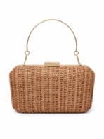 Bolsa De Mão Clutch Estruturada Textura Palha Boho Chic Com Alça Metálica Verão - Imagem 4