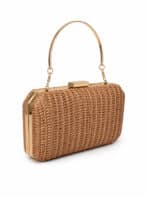 Bolsa De Mão Clutch Estruturada Textura Palha Boho Chic Com Alça Metálica Verão - Imagem 5