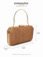 Bolsa De Mão Clutch Estruturada Textura Palha Boho Chic Com Alça Metálica Verão - Imagem 10