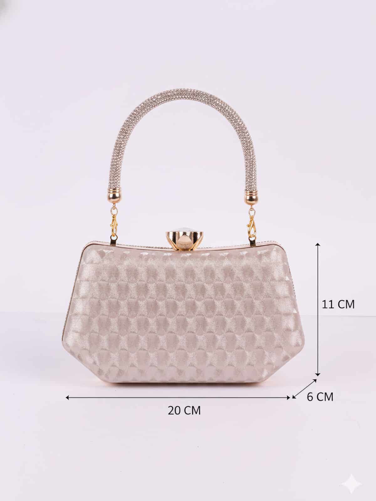 Clutch Pedraria com Alça de Mão e Corrente Brilho Festa - Imagem 14