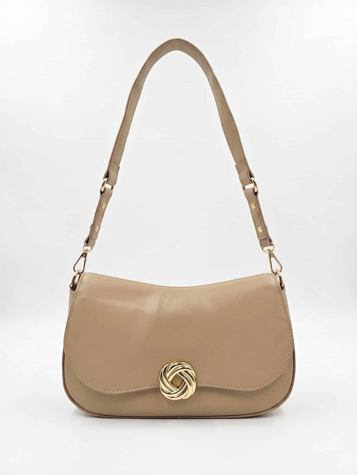 Bolsa De Ombro Minimalista Baguete Estilo Old Money Com Fecho Torcido E Alça Extra - Imagem 3