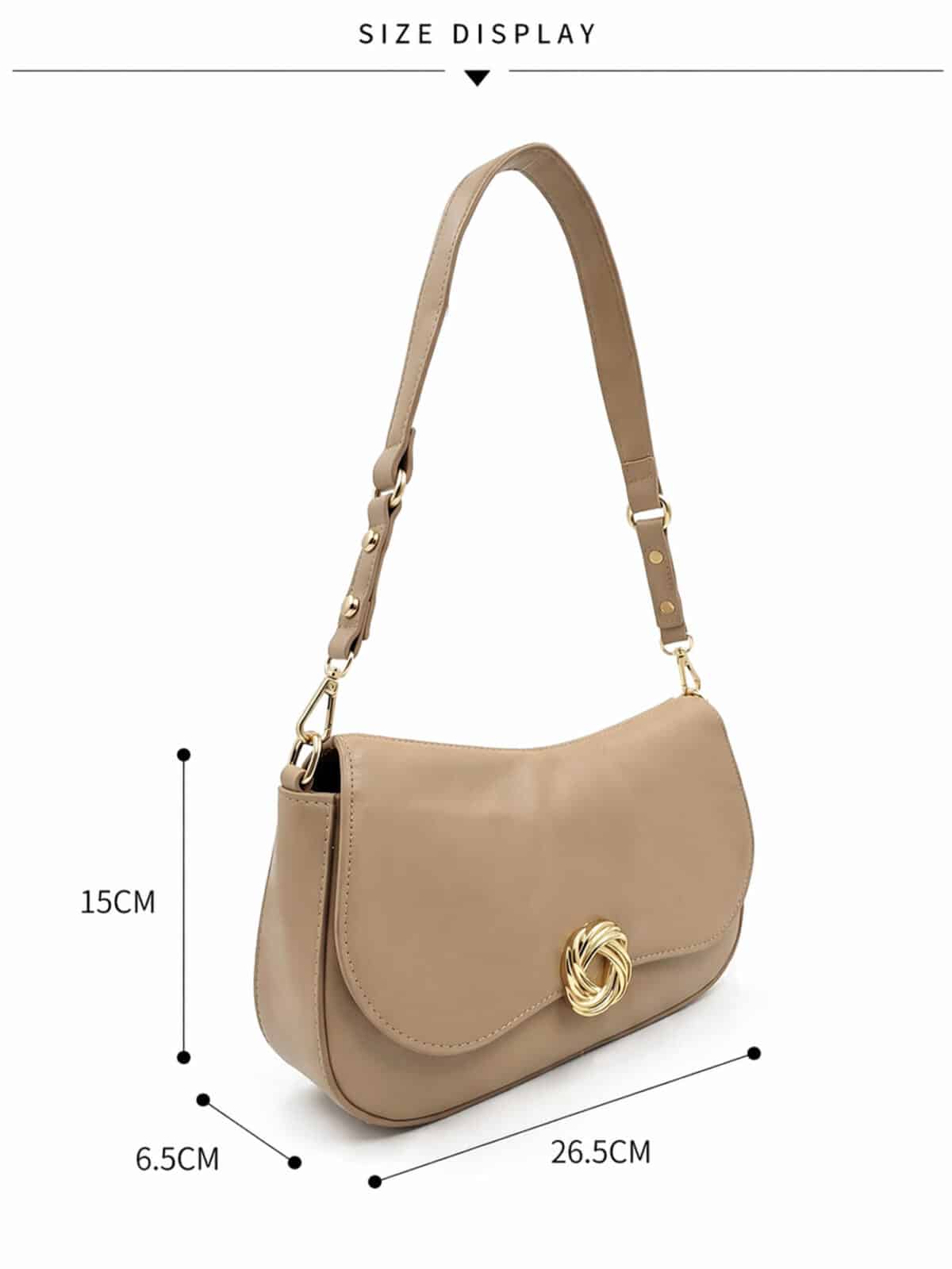 Bolsa De Ombro Minimalista Baguete Estilo Old Money Com Fecho Torcido E Alça Extra - Imagem 7