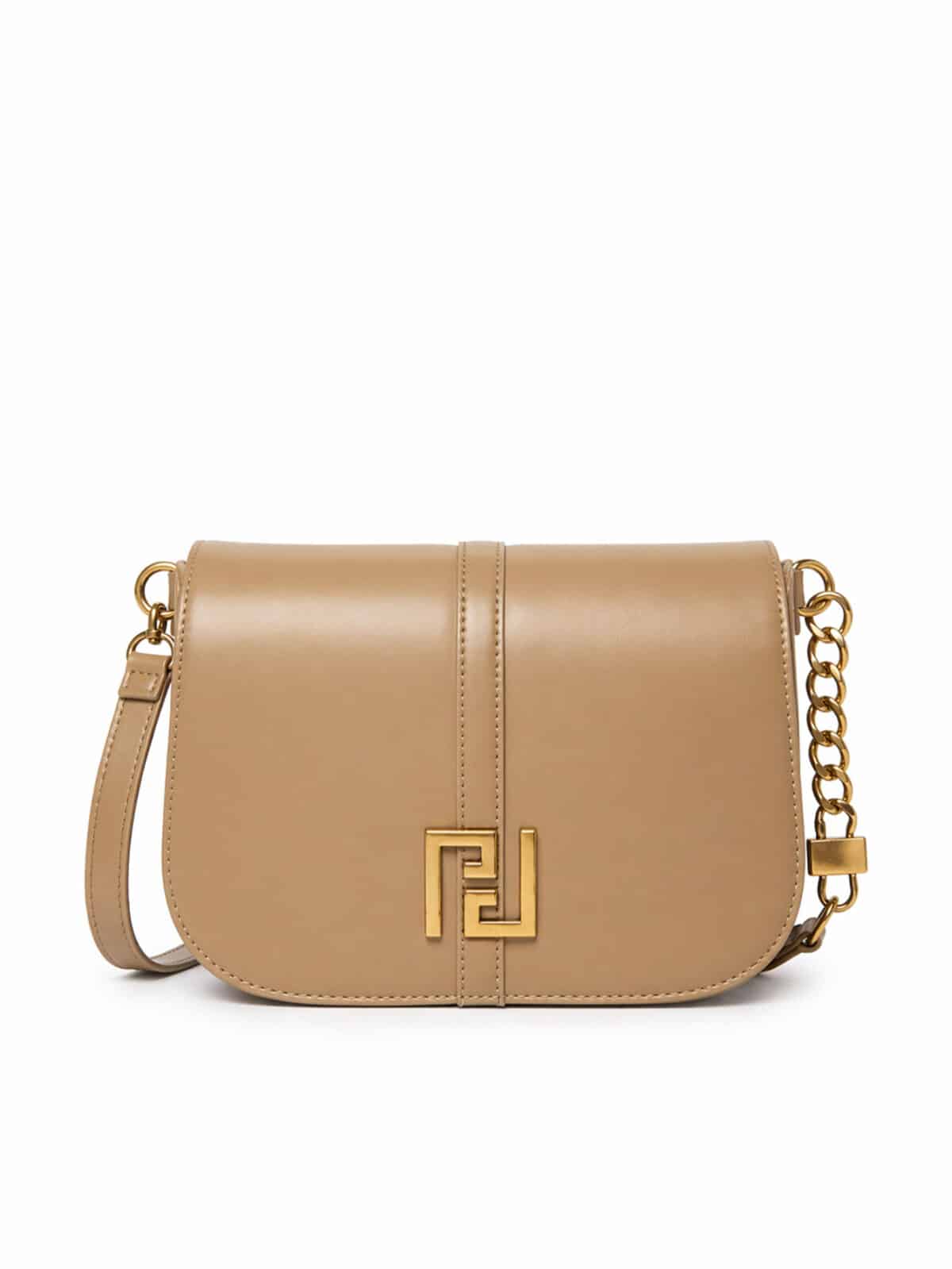 Bolsa De Ombro Baguete Minimalista Estilo Old Money Com Corrente E Fecho Geométrico - Imagem 2