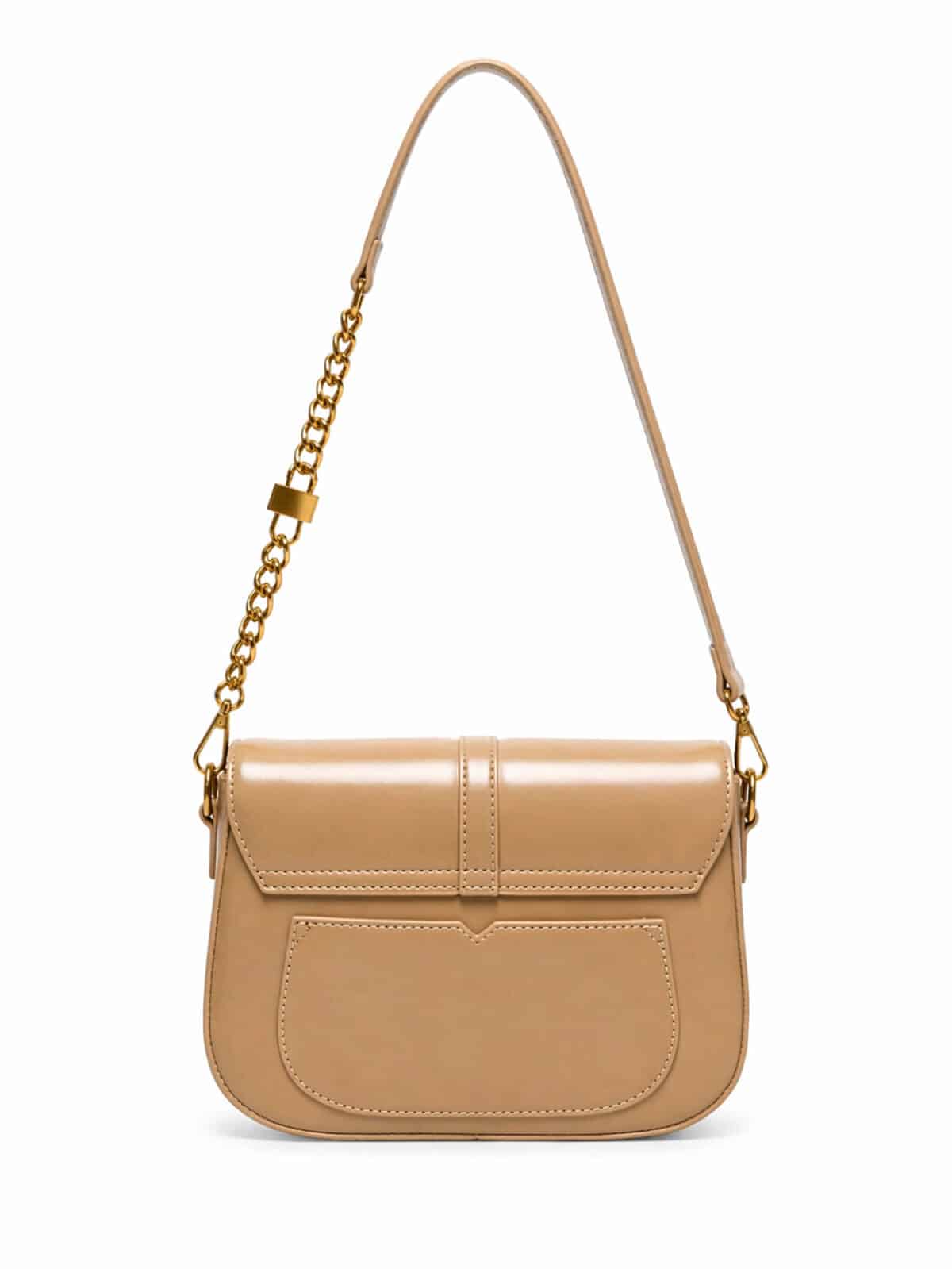 Bolsa De Ombro Baguete Minimalista Estilo Old Money Com Corrente E Fecho Geométrico - Imagem 4