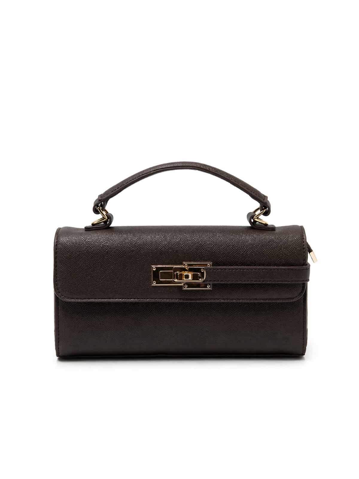 Bolsa Estruturada Minimalista Estilo Old Money Com Alça Transversal E Fecho Metálico - Imagem 3