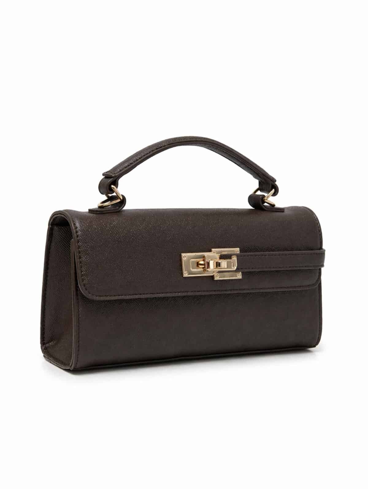 Bolsa Estruturada Minimalista Estilo Old Money Com Alça Transversal E Fecho Metálico - Imagem 4
