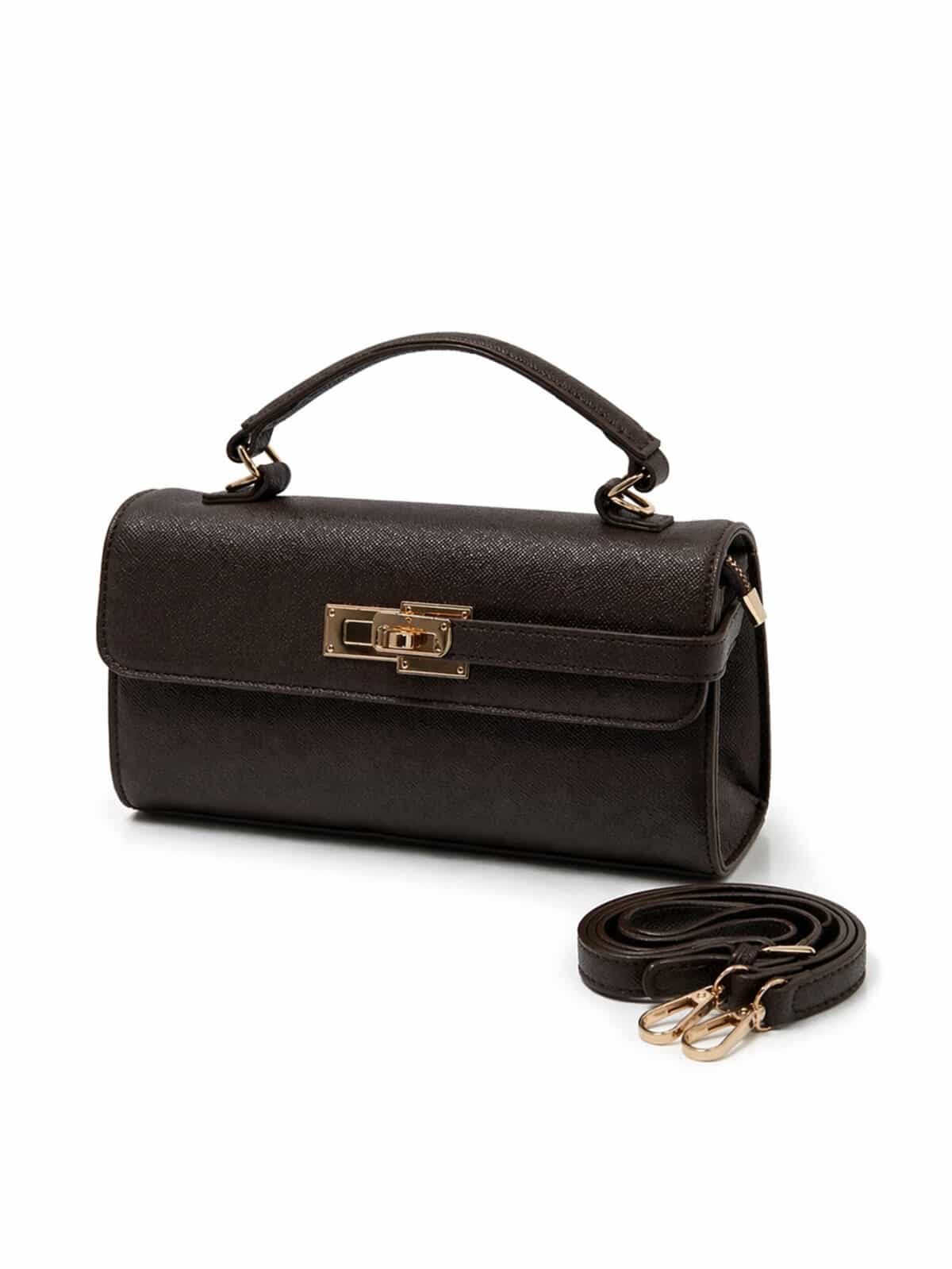 Bolsa Estruturada Minimalista Estilo Old Money Com Alça Transversal E Fecho Metálico - Imagem 5