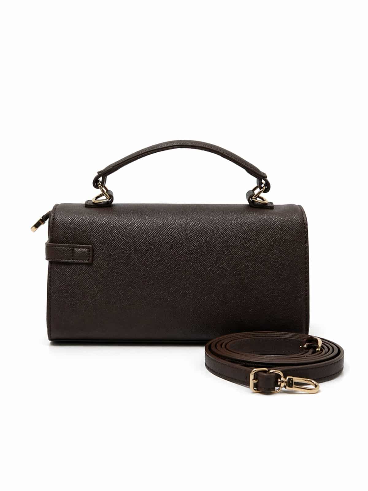 Bolsa Estruturada Minimalista Estilo Old Money Com Alça Transversal E Fecho Metálico - Imagem 6