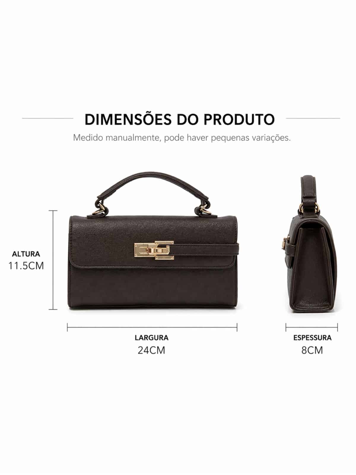 Bolsa Estruturada Minimalista Estilo Old Money Com Alça Transversal E Fecho Metálico - Imagem 8