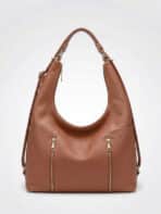 Bolsa De Ombro Hobo Minimalista Slouchy Zíper Duplo - Imagem 2