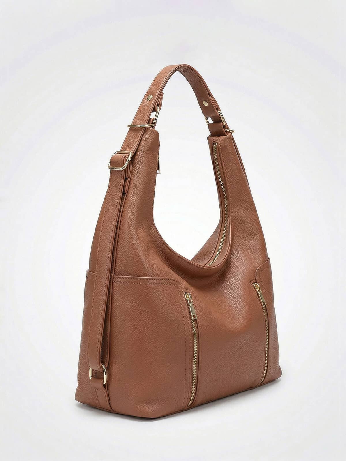 Bolsa De Ombro Hobo Minimalista Slouchy Zíper Duplo - Imagem 3