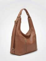 Bolsa De Ombro Hobo Minimalista Slouchy Zíper Duplo - Imagem 3