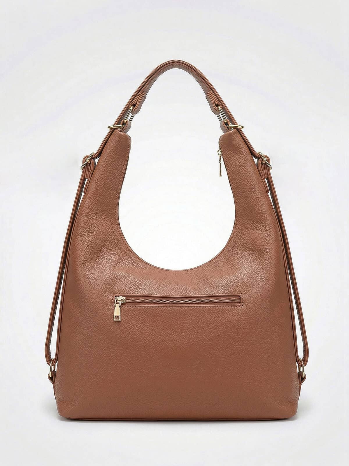 Bolsa De Ombro Hobo Minimalista Slouchy Zíper Duplo - Imagem 4