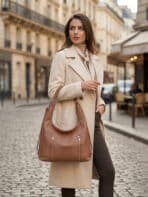 Bolsa De Ombro Hobo Minimalista Slouchy Zíper Duplo - Imagem 6