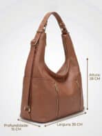 Bolsa De Ombro Hobo Minimalista Slouchy Zíper Duplo - Imagem 7