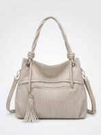 Bolsa De Ombro Hobo Minimalista Texturizada Com Alça Trançada E Tassel Elegante - Imagem 2