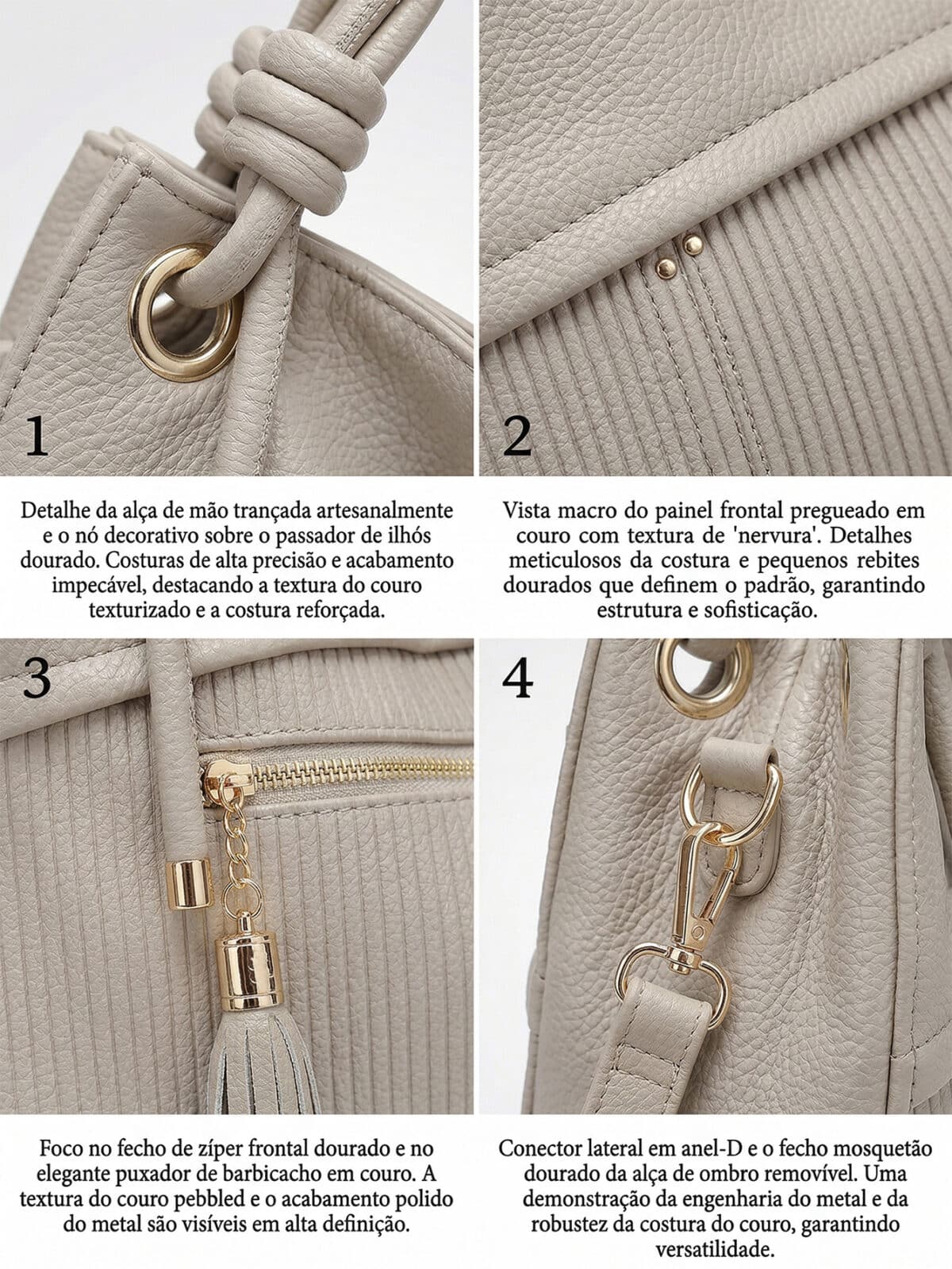 Bolsa De Ombro Hobo Minimalista Texturizada Com Alça Trançada E Tassel Elegante - Imagem 6