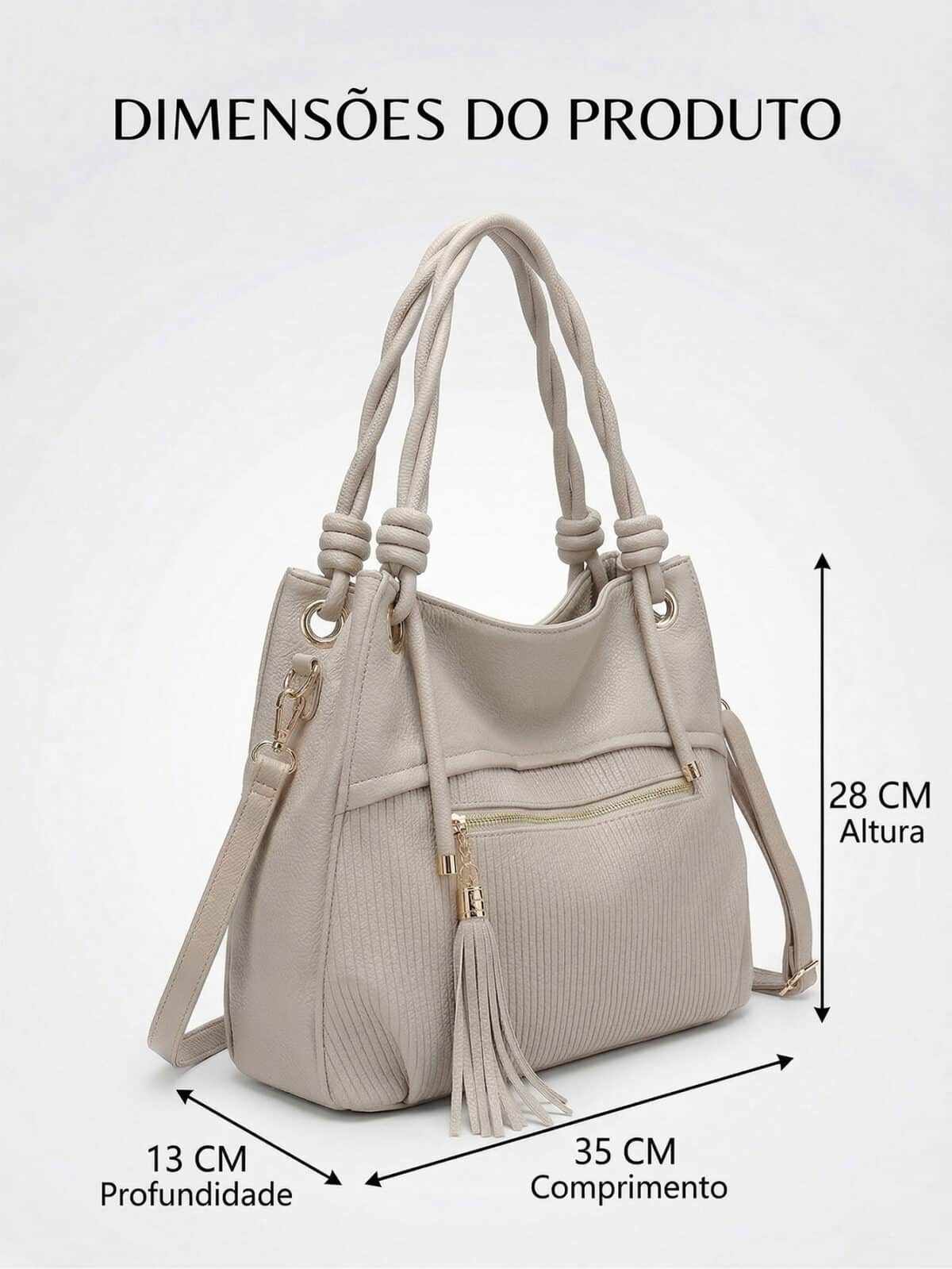 Bolsa De Ombro Hobo Minimalista Texturizada Com Alça Trançada E Tassel Elegante - Imagem 7