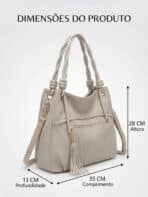 Bolsa De Ombro Hobo Minimalista Texturizada Com Alça Trançada E Tassel Elegante - Imagem 7