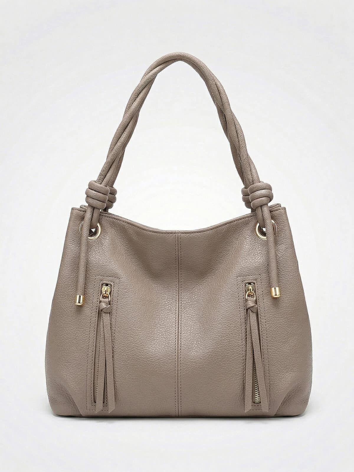 Bolsa De Ombro Hobo Minimalista Slouchy Com Zíper Duplo Frontal E Alça Transversal - Imagem 3