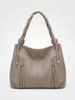 Bolsa De Ombro Hobo Minimalista Slouchy Com Zíper Duplo Frontal E Alça Transversal - Imagem 3