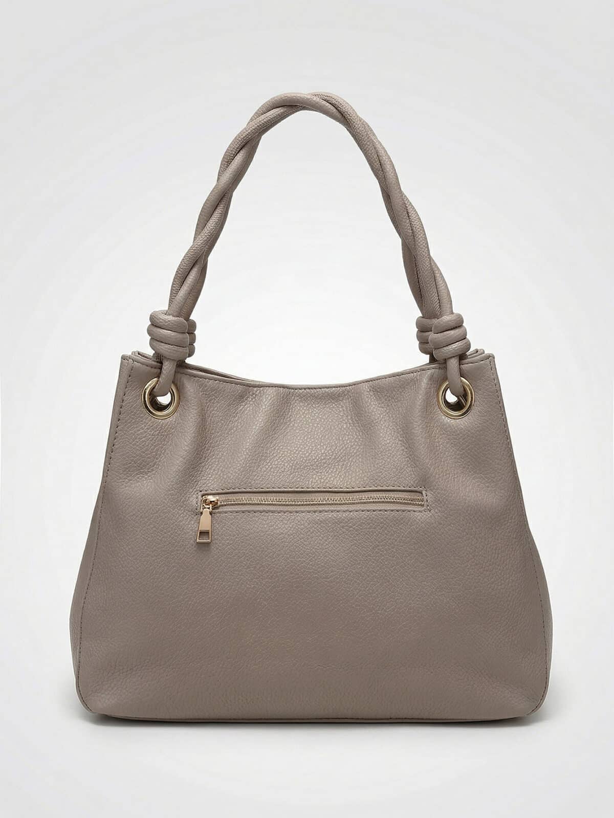 Bolsa De Ombro Hobo Minimalista Slouchy Com Zíper Duplo Frontal E Alça Transversal - Imagem 5