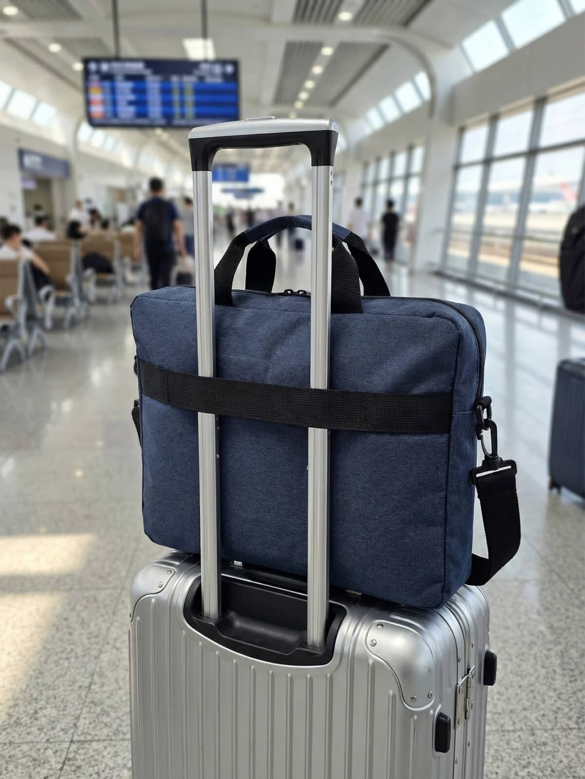 Bolsa Pasta Notebook 15.6 Polegadas Executiva Azul Alça Transversal Viagem Trabalho - Imagem 5