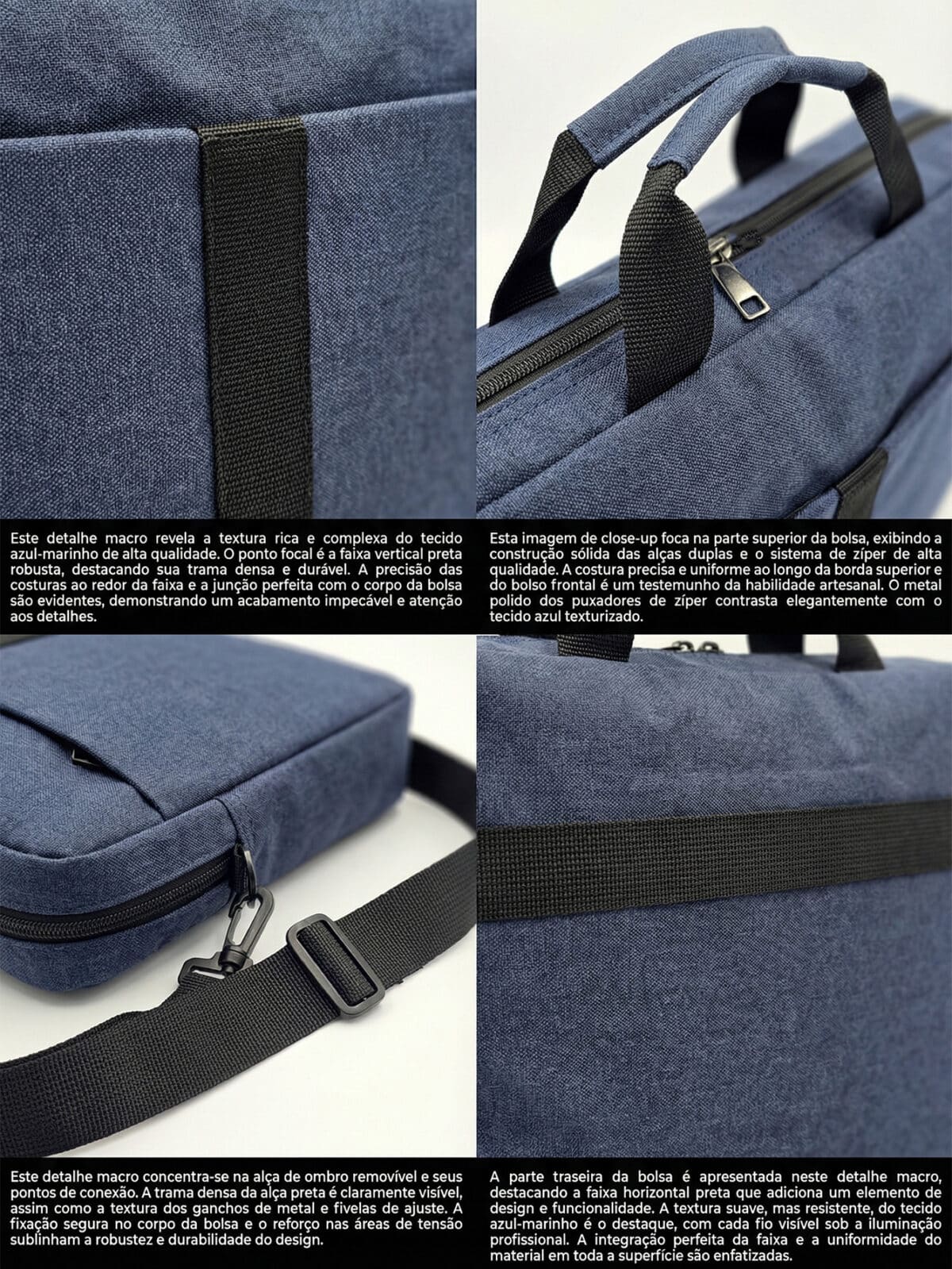 Bolsa Pasta Notebook 15.6 Polegadas Executiva Azul Alça Transversal Viagem Trabalho - Imagem 8
