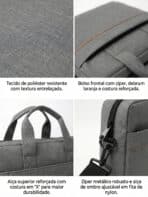 Pasta Bolsa Notebook 15.6 Polegadas Executiva Slim Unissex Alça Transversal Viagem Trabalho - Imagem 5