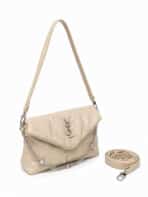 Bolsa Feminina Acolchoada Puffer De Luxo Ombro Baguete Com Corrente De Cristais - Imagem 2