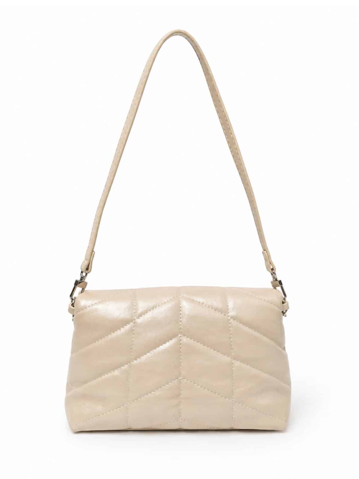 Bolsa Feminina Acolchoada Puffer De Luxo Ombro Baguete Com Corrente De Cristais - Imagem 3