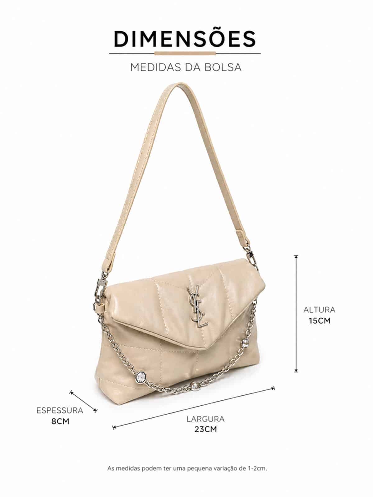 Bolsa Feminina Acolchoada Puffer De Luxo Ombro Baguete Com Corrente De Cristais - Imagem 6
