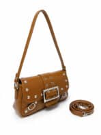 Bolsa Feminina De Ombro Baguete Vintage Com Rebites E Fivela Grande Luxo - Imagem 2