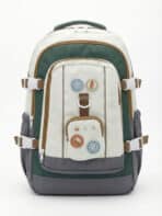 Mochila De Costas Colorblock Estilo Preppy Grande Capacidade Com Distintivos Fofos
