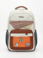 Mochila Colorblock Tons Terrosos Grande Capacidade Estilo Preppy Com Distintivos