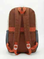 Mochila Colorblock Tons Terrosos Grande Capacidade Estilo Preppy Com Distintivos - Imagem 3