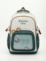 Mochila Ita Bag Soft Girl Urso Fofa Orelhinhas Colorblock Escolar Faculdade Viagem
