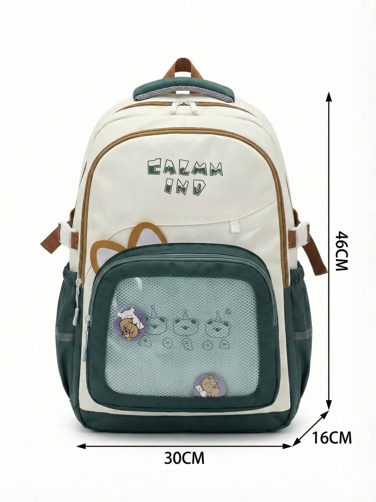 Mochila Ita Bag Soft Girl Urso Fofa Orelhinhas Colorblock Escolar Faculdade Viagem - Imagem 8