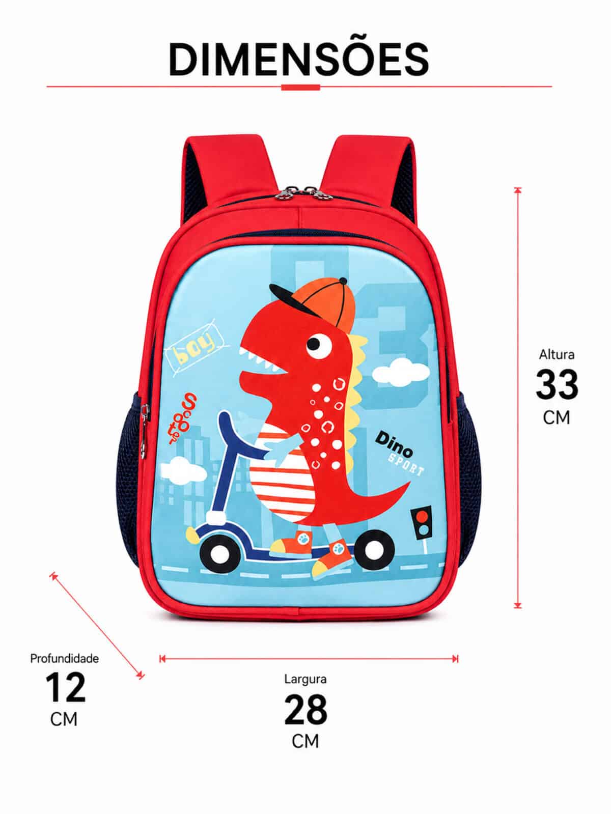 Mochila Infantil Relevo Escolar Creche Pré-Escola Menino Resistente TAM P REF 275 - Imagem 8