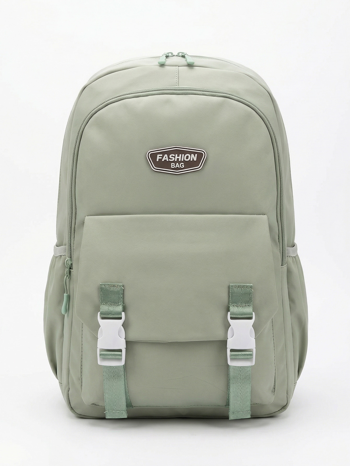 327-Verde-01 Mochila Minimalista Ulzzang Grande Capacidade Com Fivelas Para Escola - Imagem 1