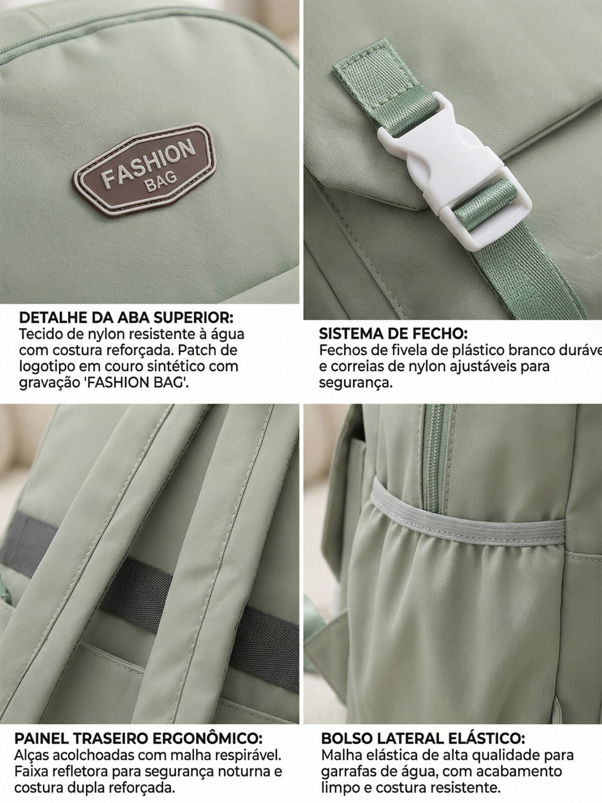 Mochila Minimalista Ulzzang Grande Capacidade Com Fivelas Para Escola - Imagem 5