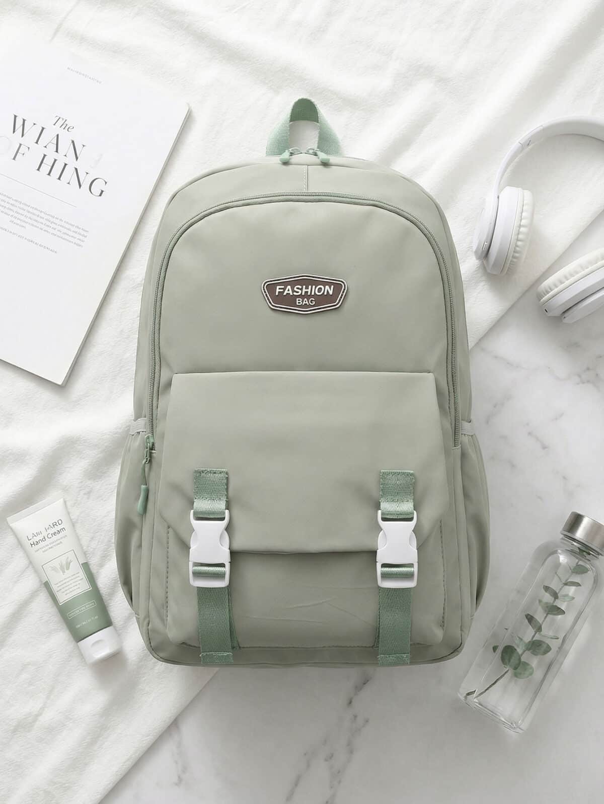 Mochila Minimalista Ulzzang Grande Capacidade Com Fivelas Para Escola - Imagem 6