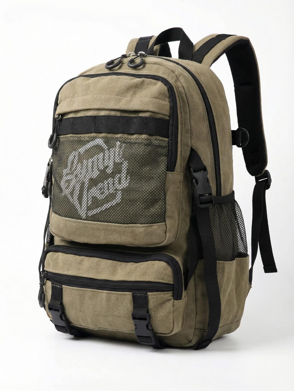Mochila Streetwear Cargo Vintage Lona Multi Bolsos Aesthetic Grande Unissex Para Escola - Imagem 2