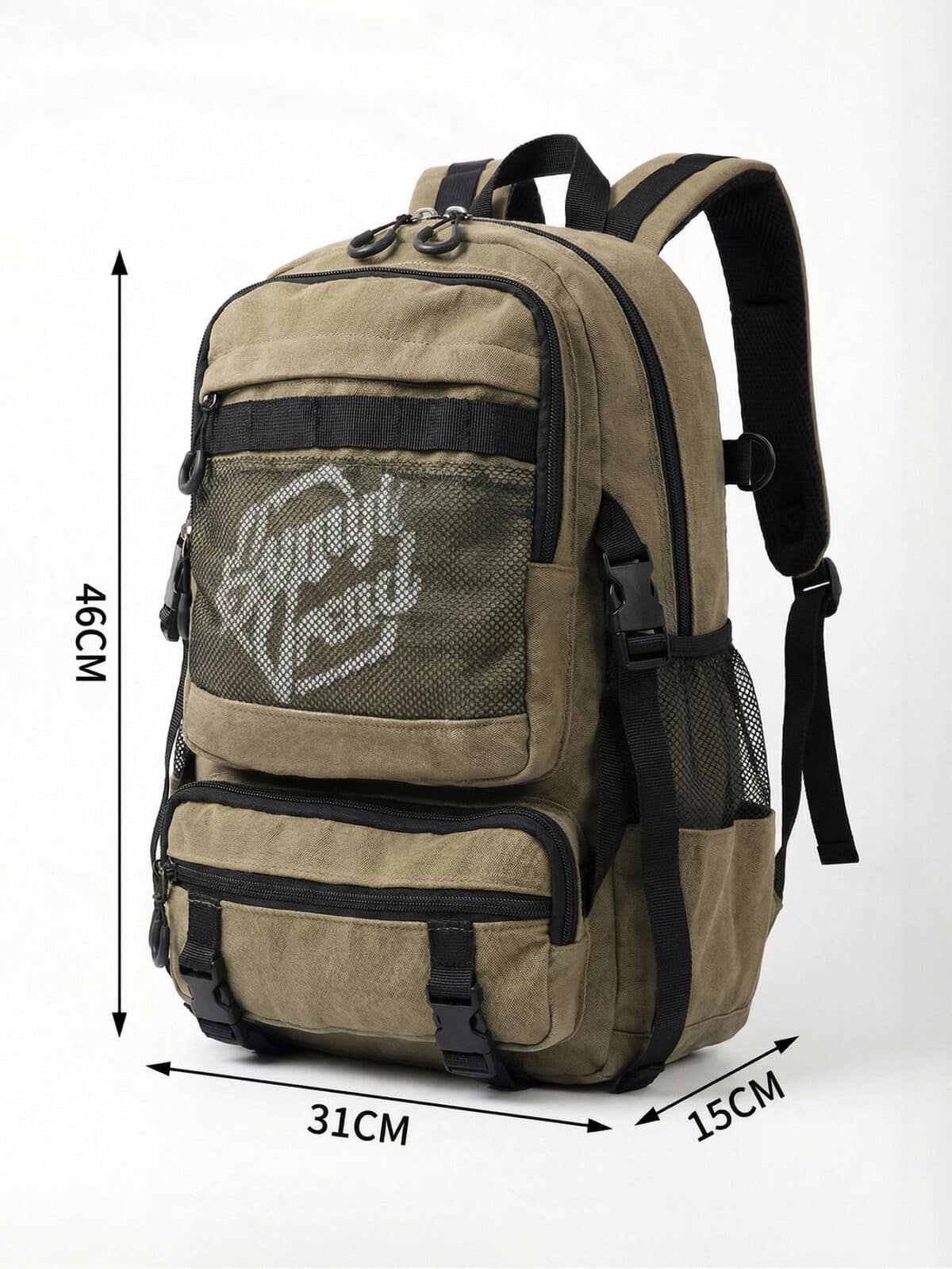 Mochila Streetwear Cargo Vintage Lona Multi Bolsos Aesthetic Grande Unissex Para Escola - Imagem 4