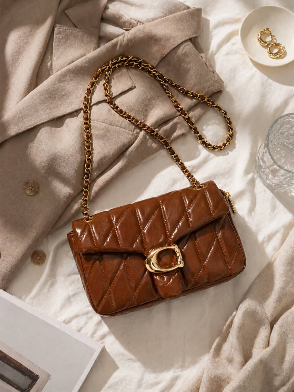 Bolsa Feminina Transversal Matelassê Luxo Alça Corrente Dourada Blogueira - Imagem 6
