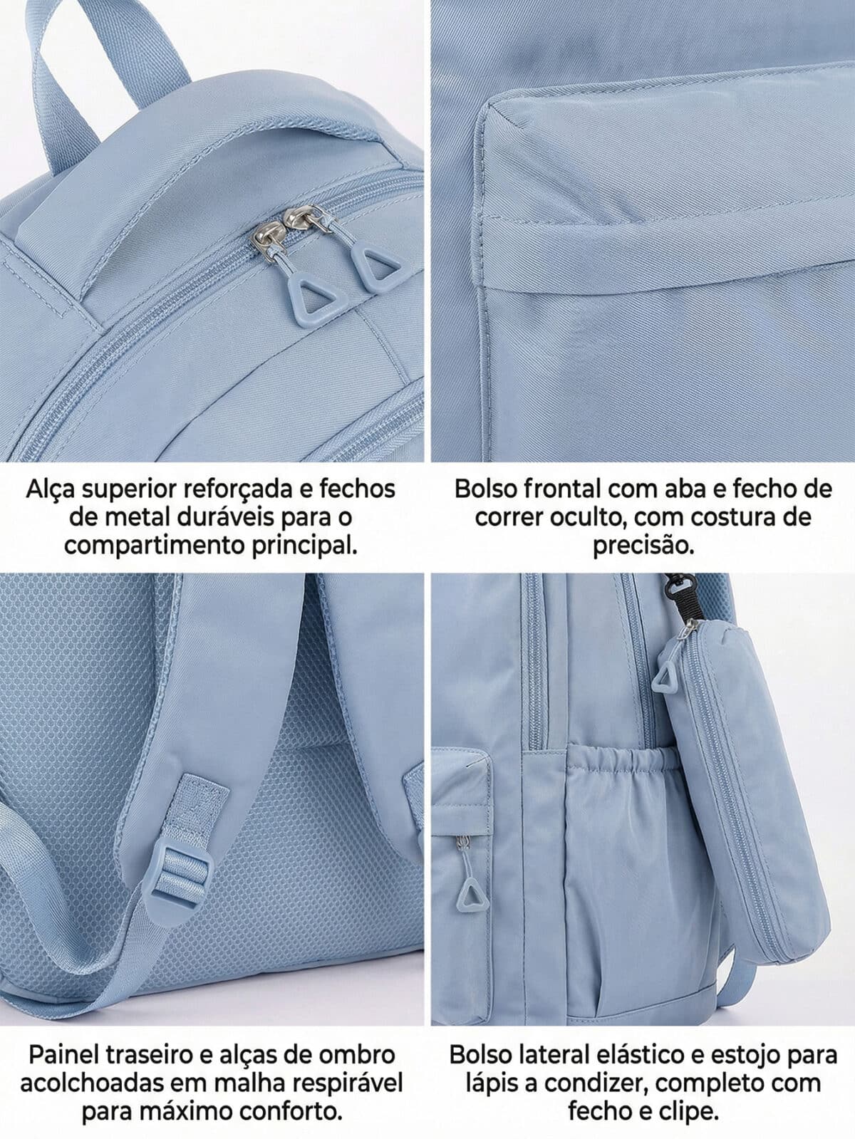 Mochila De Costas Minimalista Aesthetic Grande Capacidade Com Estojo Para Escola e Viagem - Imagem 4