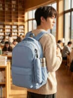 Mochila De Costas Minimalista Aesthetic Grande Capacidade Com Estojo Para Escola e Viagem - Imagem 6